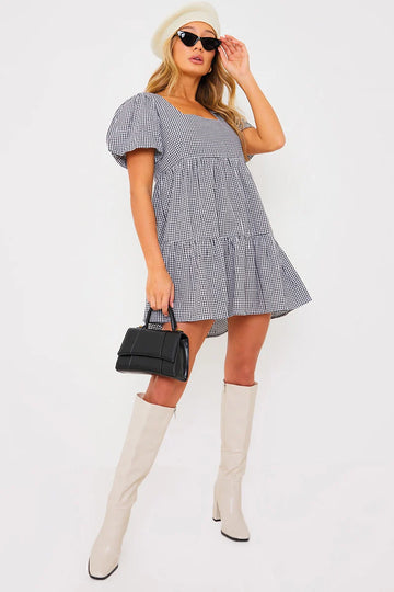 Puff Sleeve Tiered Smock Dress